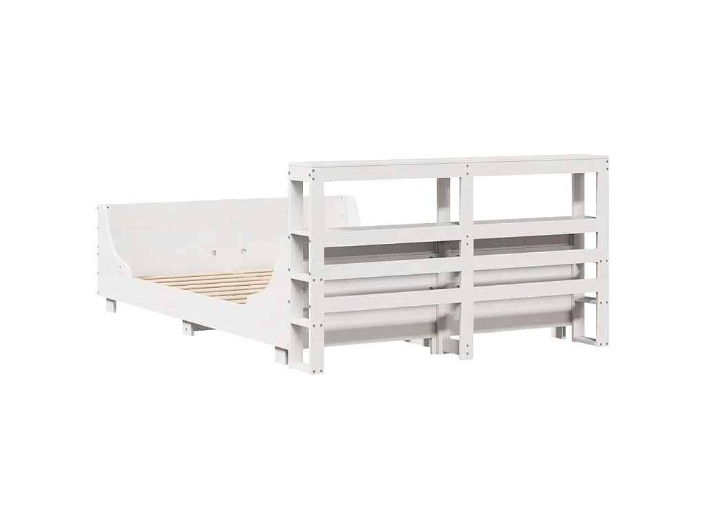 Letto senza Materasso Bianco 120x190 cm Legno Massello di Pino