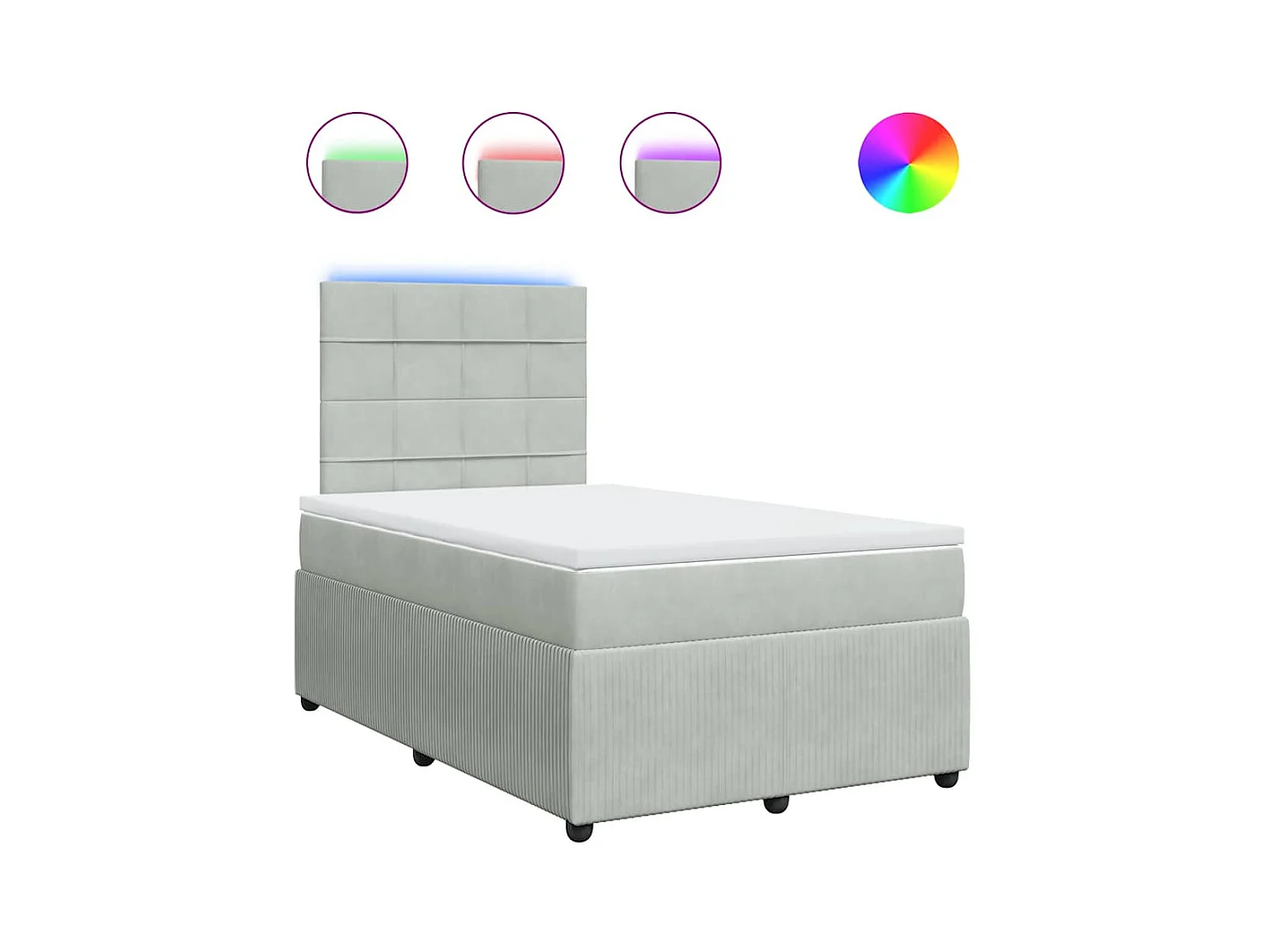 Sommier à lattes de lit et matelas gris clair 120x190cm velours