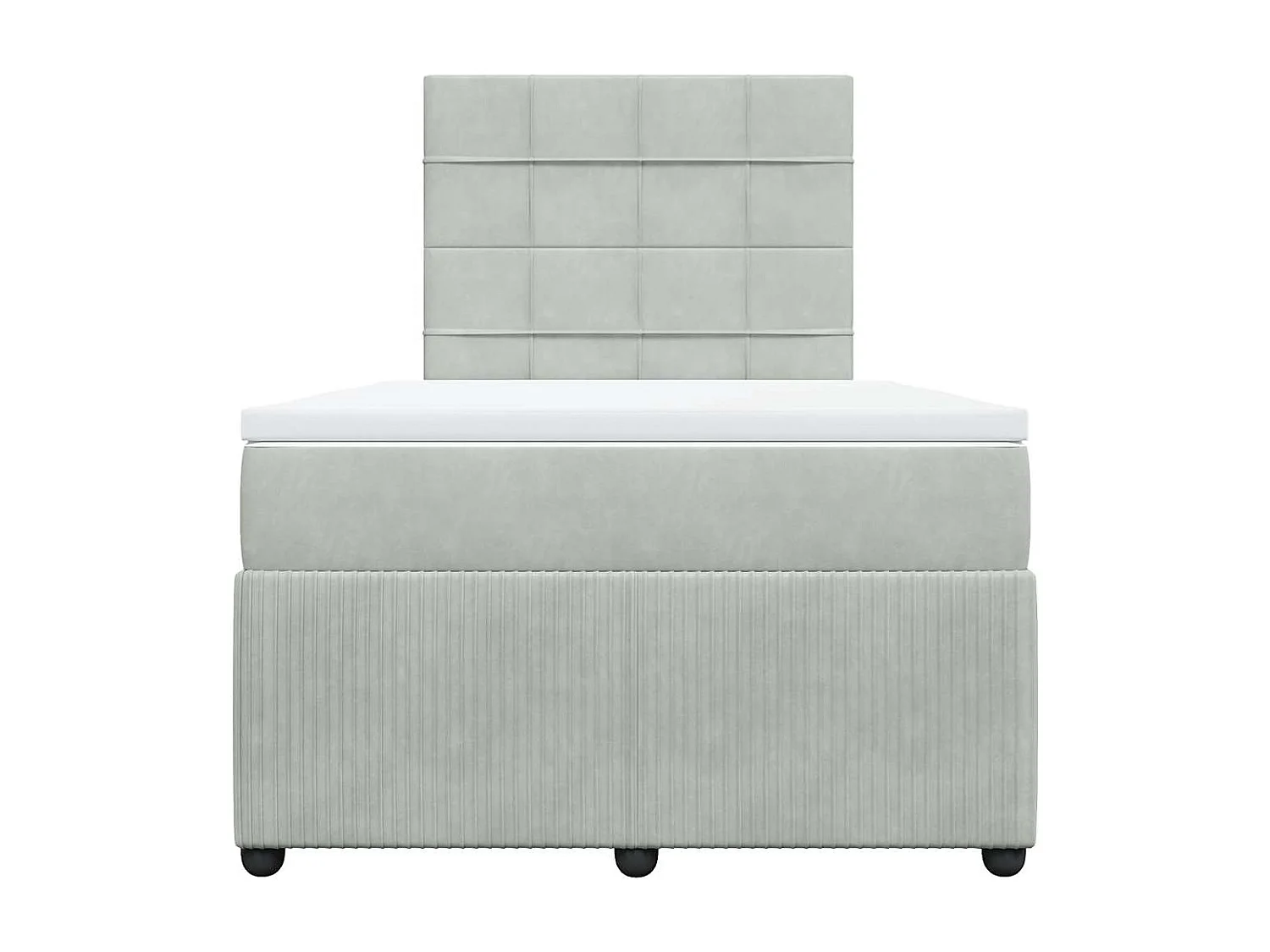 Sommier à lattes de lit et matelas gris clair 120x190cm velours