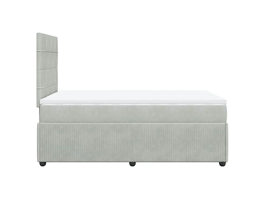 Sommier à lattes de lit et matelas gris clair 120x190cm velours