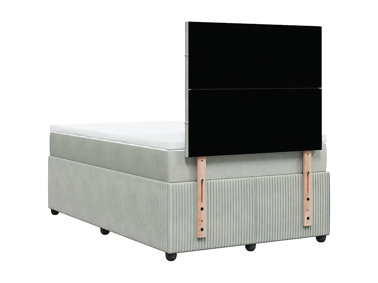 Sommier à lattes de lit et matelas gris clair 120x190cm velours