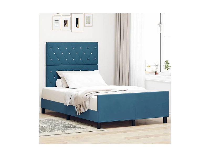 Bettgestell mit Kopfteil Dunkelblau 120 x 190 cm Samt
