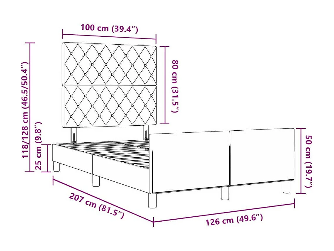 Boxspringbett mit Kopfteil Dunkelblau 120 x 200 cm Samt