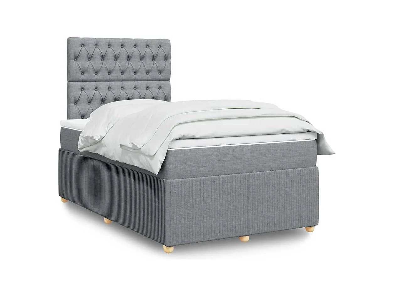 Giroletto a Molle con Materasso Grigio Chiaro 120x190cm Tessuto