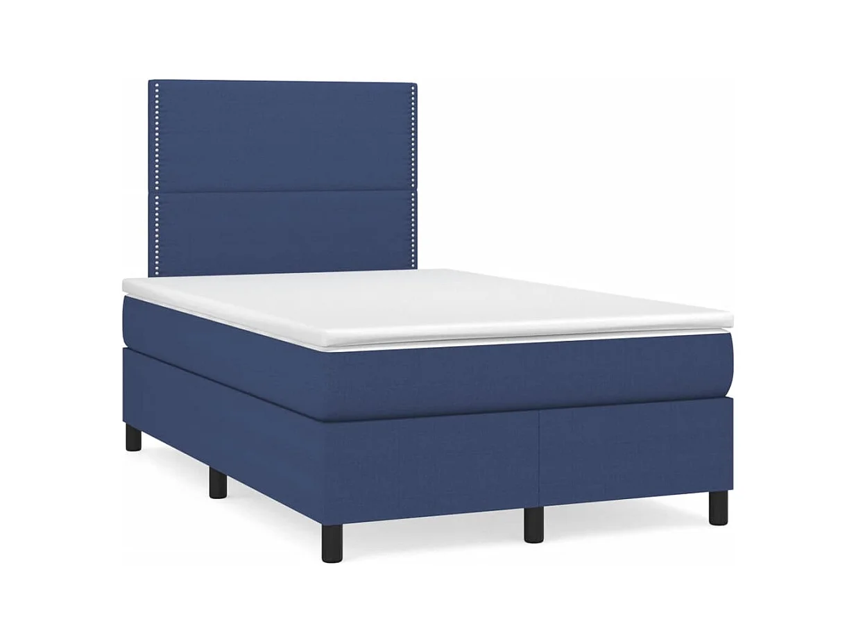Sommier à lattes de lit matelas et LED bleu 120x190 cm tissu