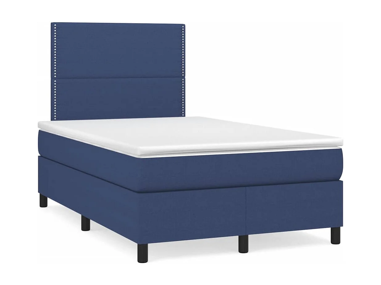 Letto a Molle con Materasso e LED Blu 120x190 cm in Tessuto