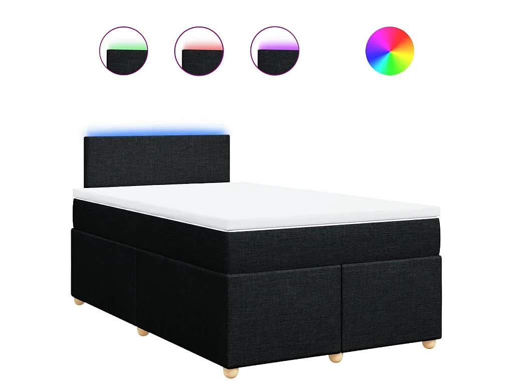 Cama box spring con colchón tela negro 120x190 cm