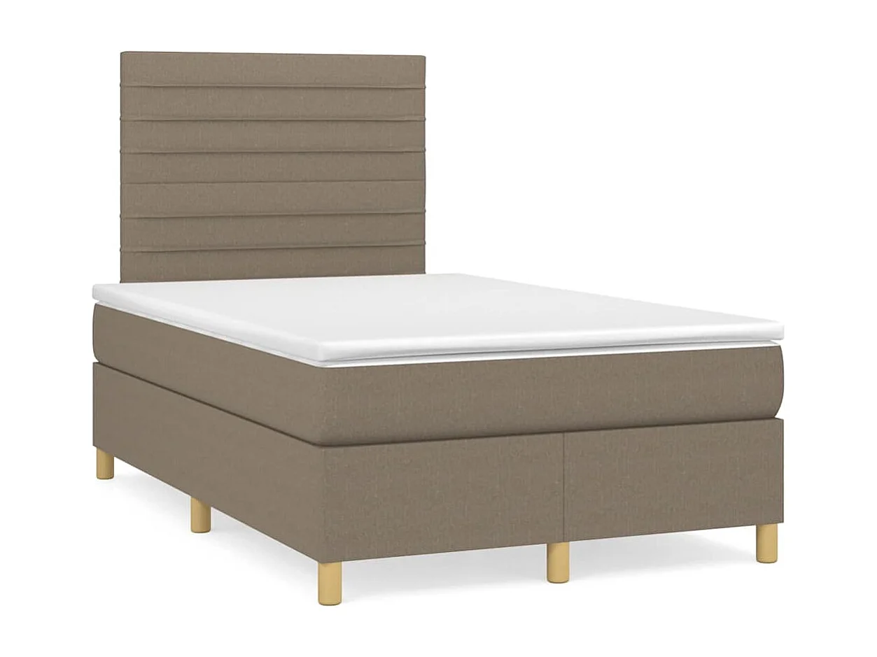 Letto a Molle con Materasso e LED Tortora 120x190 cm in Tessuto