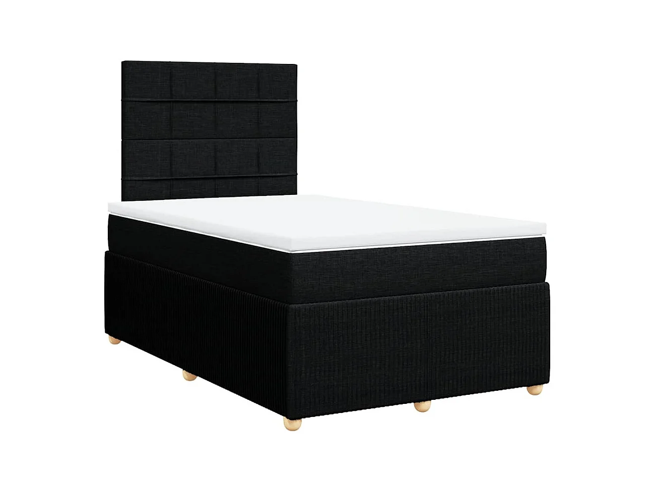 Sommier à lattes de lit avec matelas noir 120x190 cm tissu
