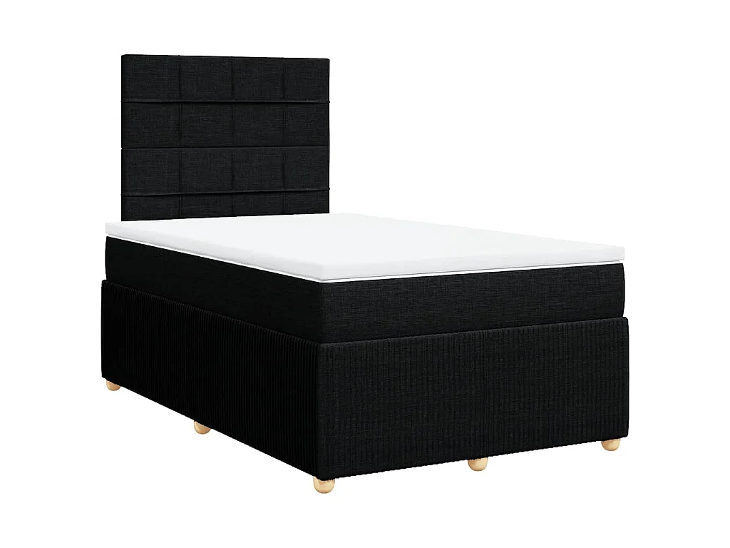 Cama box spring con colchón tela negro 120x190 cm
