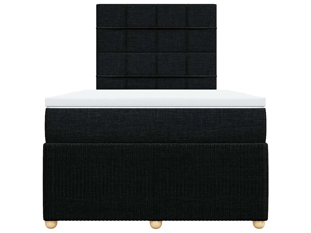 Cama box spring con colchón tela negro 120x190 cm