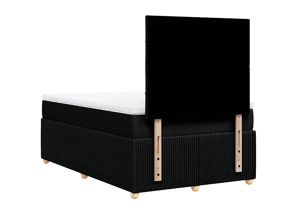 Cama box spring con colchón tela negro 120x190 cm