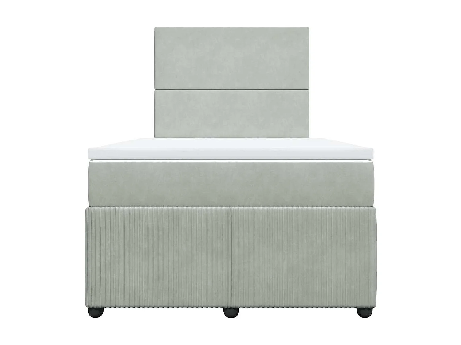 Sommier à lattes de lit et matelas gris clair 120x190cm velours