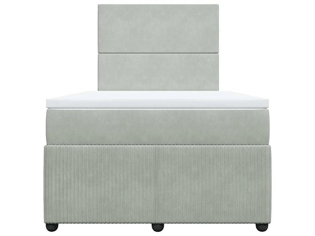Cama box spring con colchón terciopelo gris claro 120x190 cm