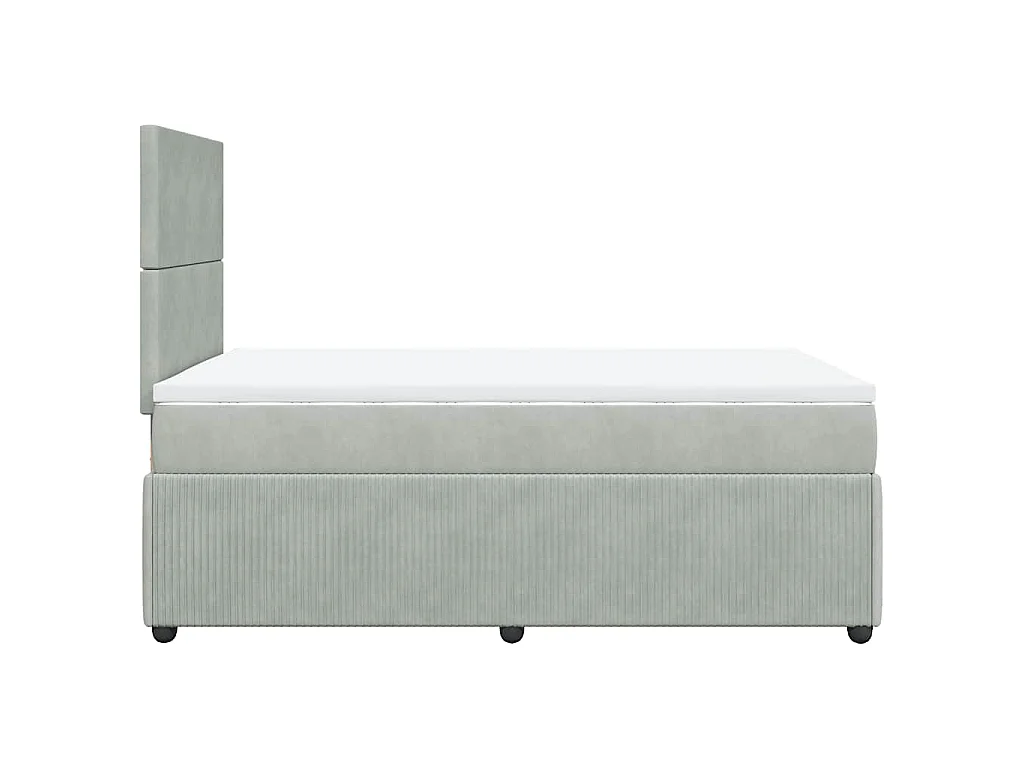 Cama box spring con colchón terciopelo gris claro 120x190 cm