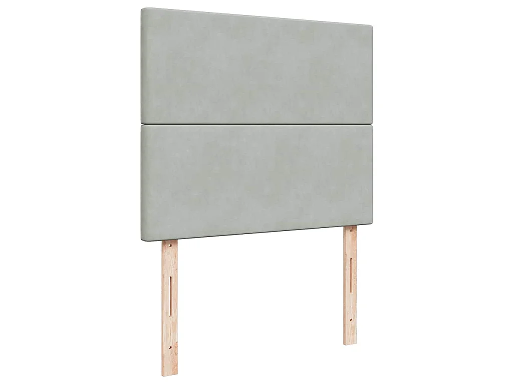 Cama box spring con colchón terciopelo gris claro 120x190 cm