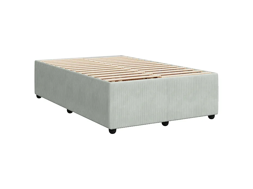 Cama box spring con colchón terciopelo gris claro 120x190 cm
