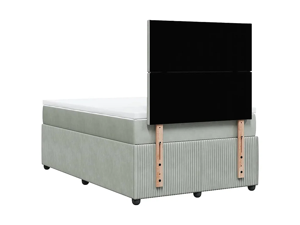 Boxspring met matras fluweel lichtgrijs 120x190 cm