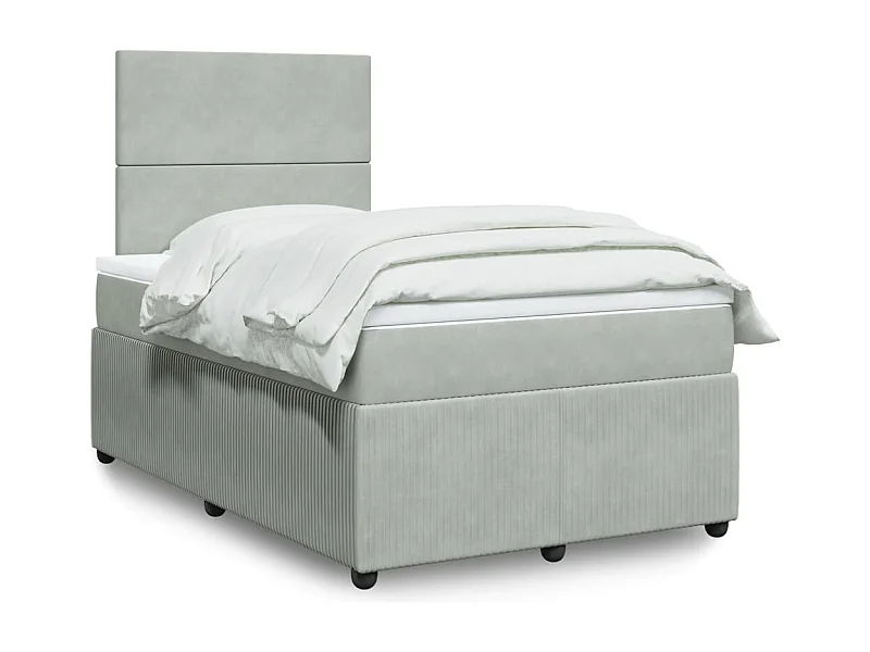Boxspring met matras fluweel lichtgrijs 120x190 cm