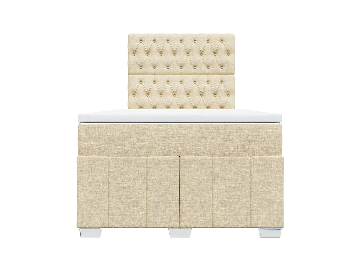 Sommier à lattes de lit avec matelas Crème 120x200 cm Tissu