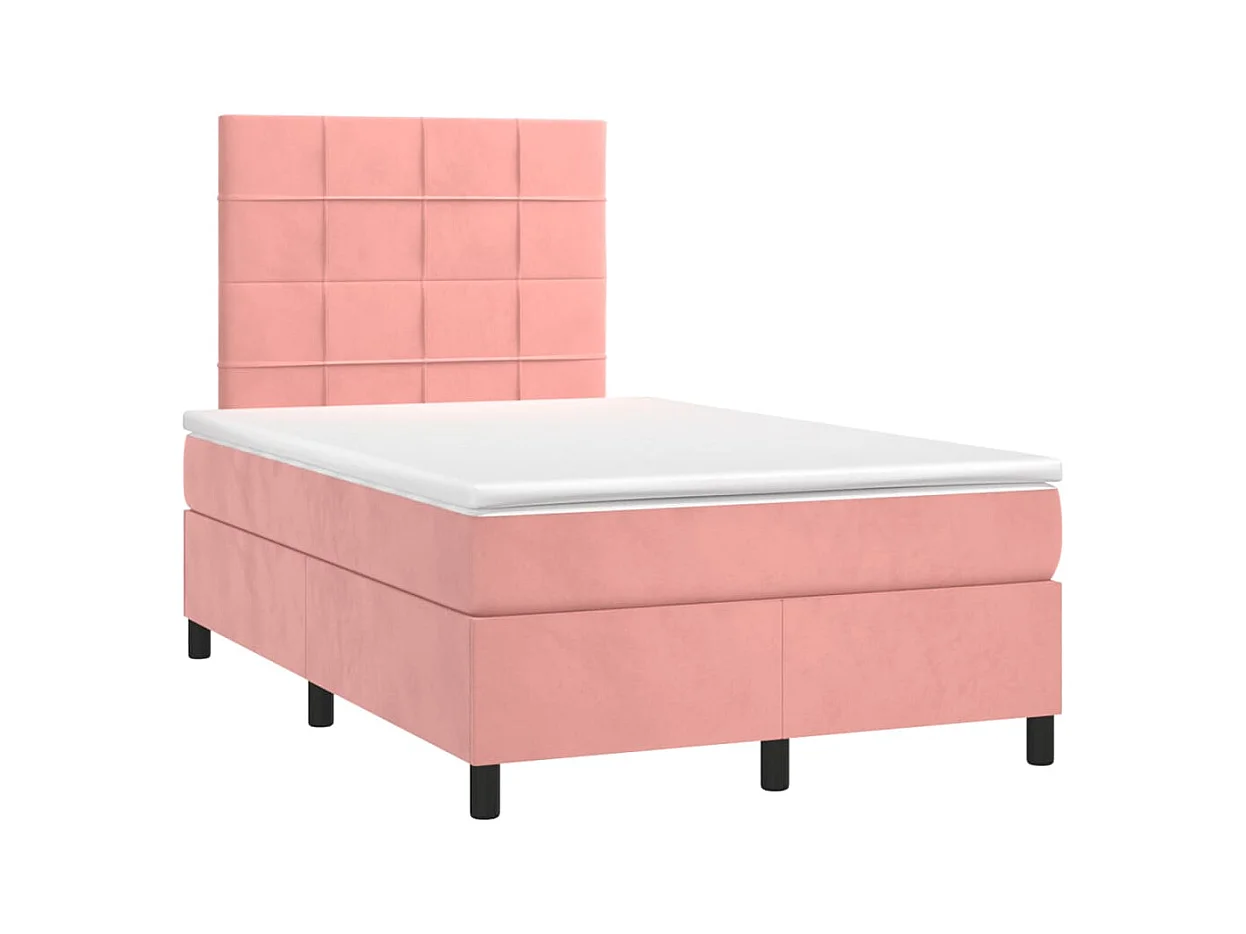 Sommier à lattes de lit avec matelas rose 120x190 cm velours
