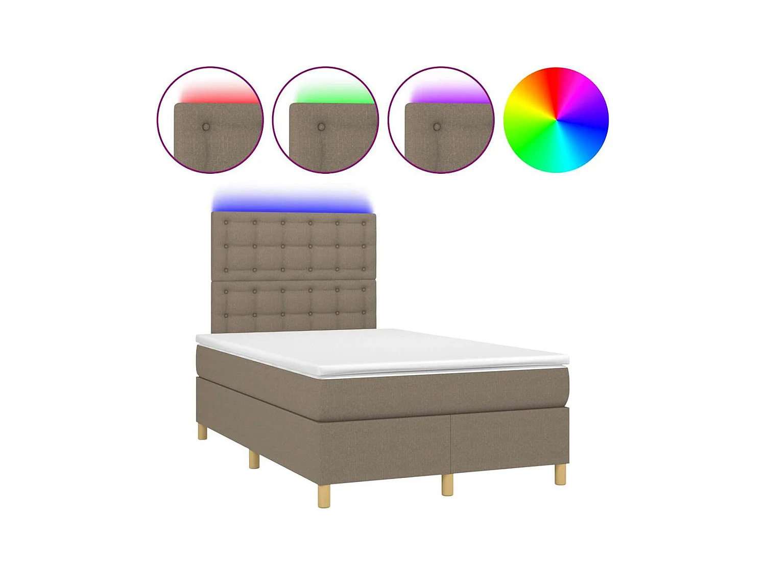 Cama box spring colchão/LED 120x190cm tecido cinza-acastanhado