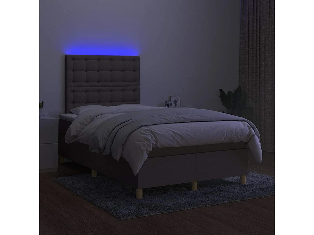 Cama box spring colchão/LED 120x190cm tecido cinza-acastanhado