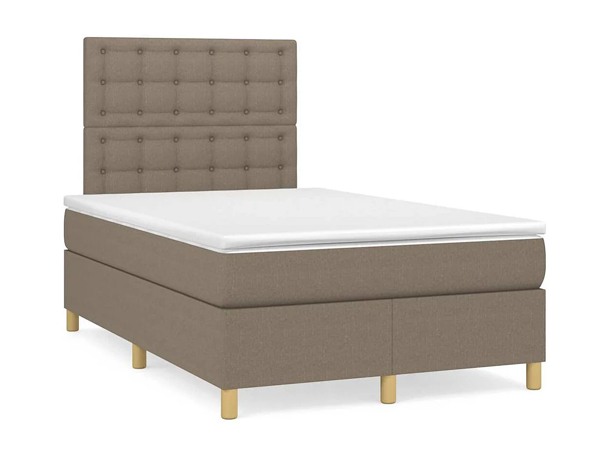 Boxspringbett mit Matratze & LED Taupe 120x190 cm Stoff