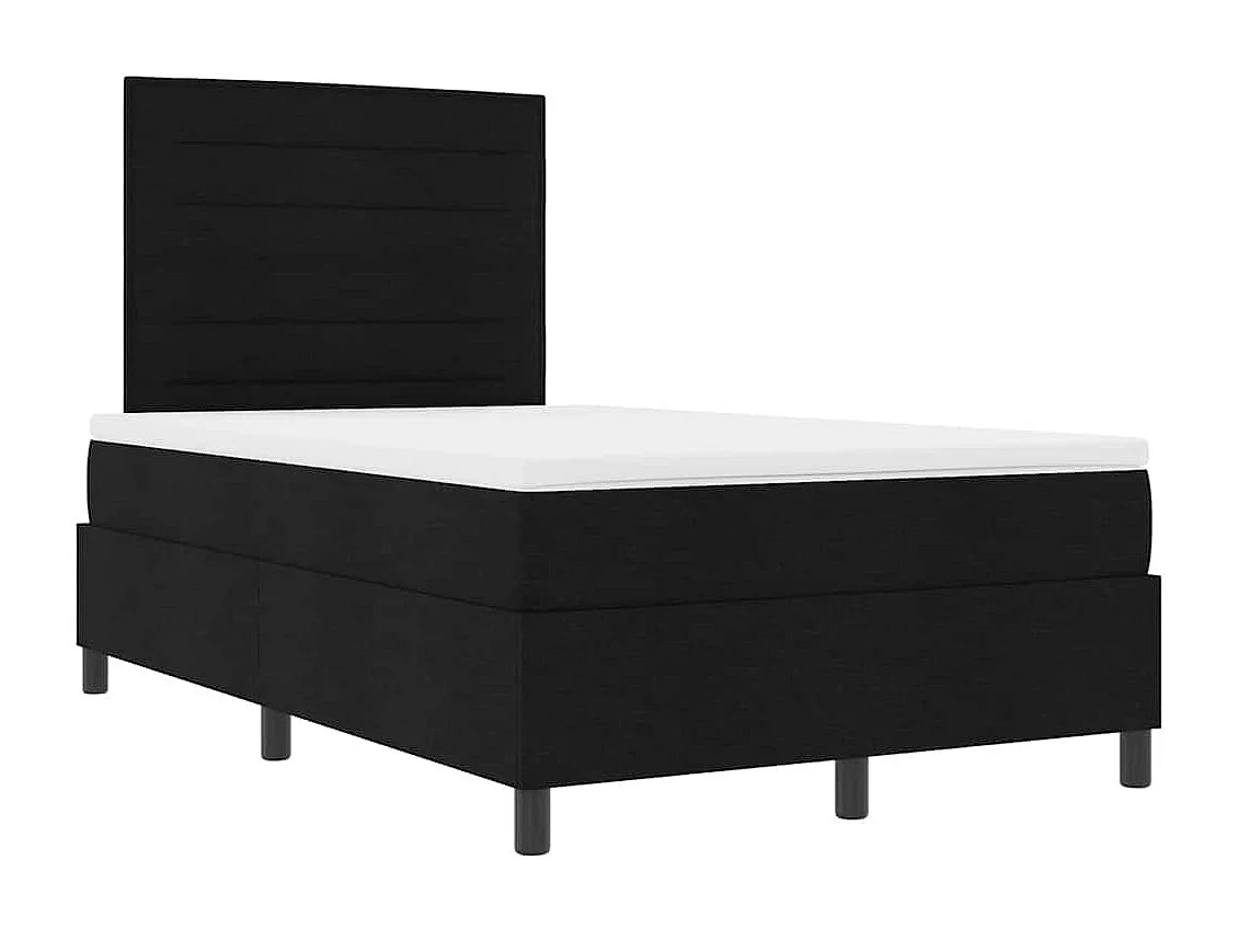 Lit à ressorts avec matelas Noir 120 x 200 cm tissu