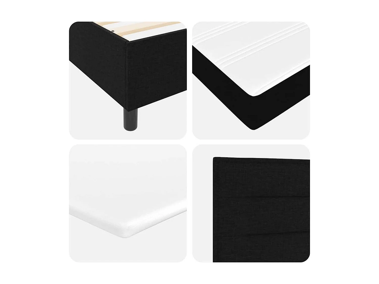 Lit à ressorts avec matelas Noir 120 x 200 cm tissu