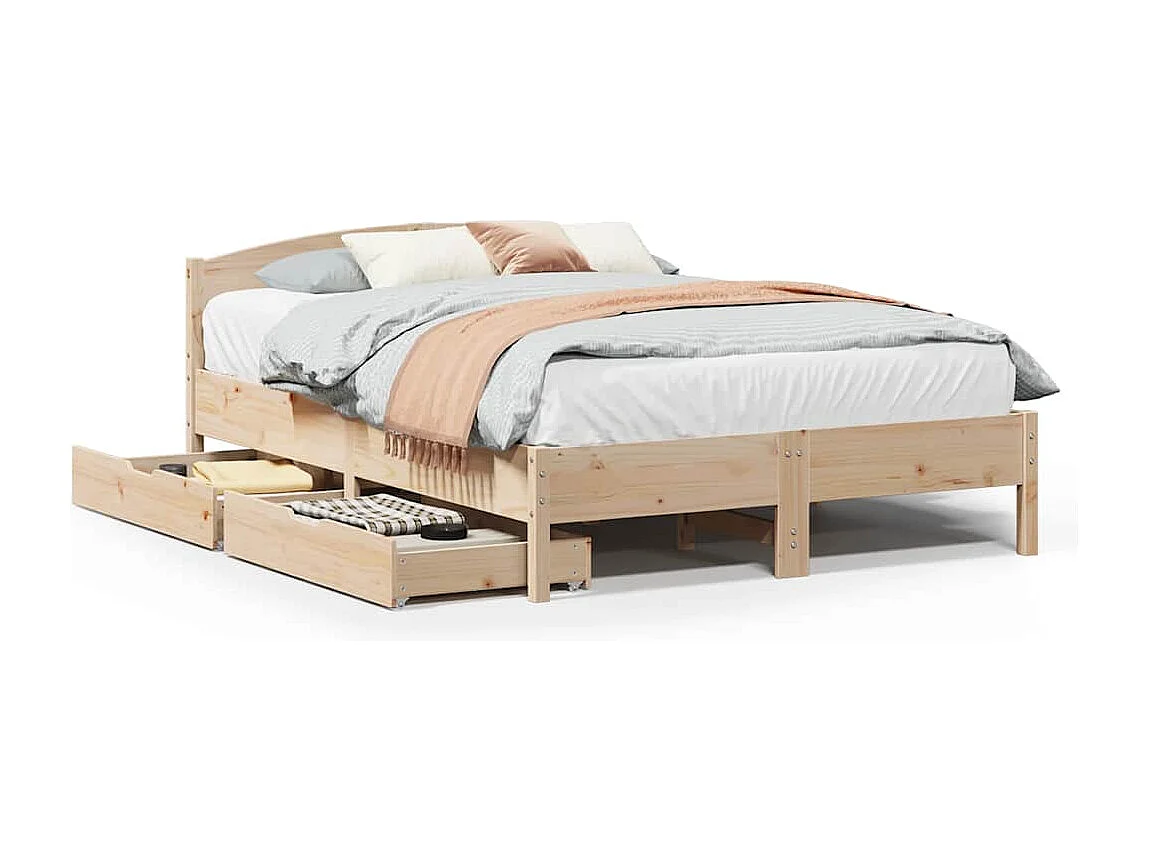 Estructura de cama sin colchón madera maciza de pino 120x190 cm
