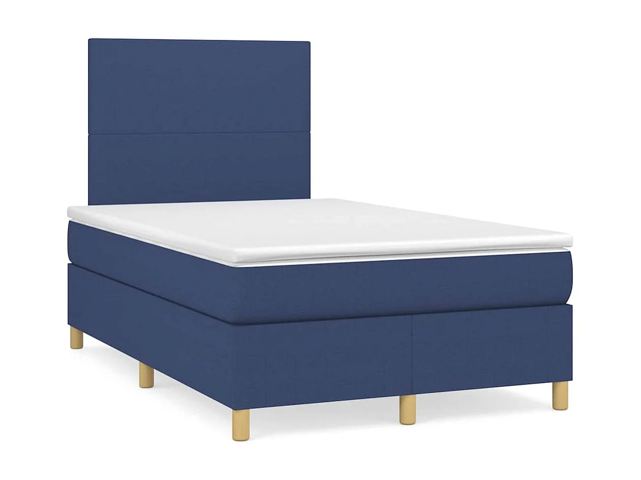 Boxspringbett mit Matratze & LED Blau 120x190 cm Stoff