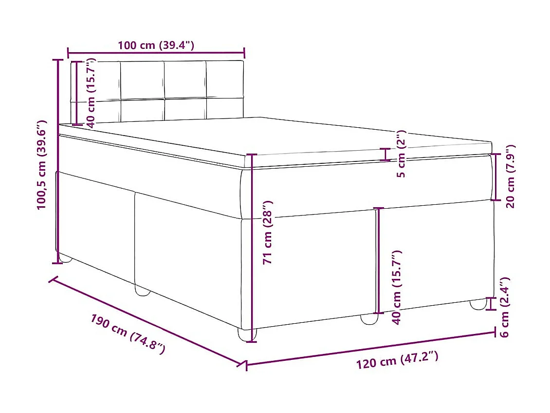 Sommier à lattes de lit avec matelas bleu 120x190 cm tissu