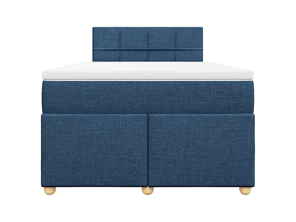 Cama box spring con colchón tela azul 120x190 cm