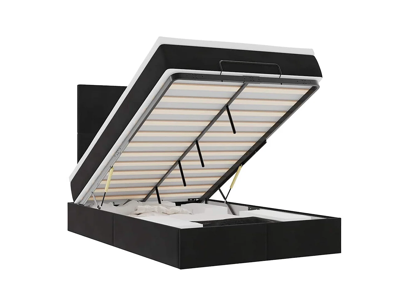 Struttura Letto Pouf con Materassi Nero 120x200 cm Velluto