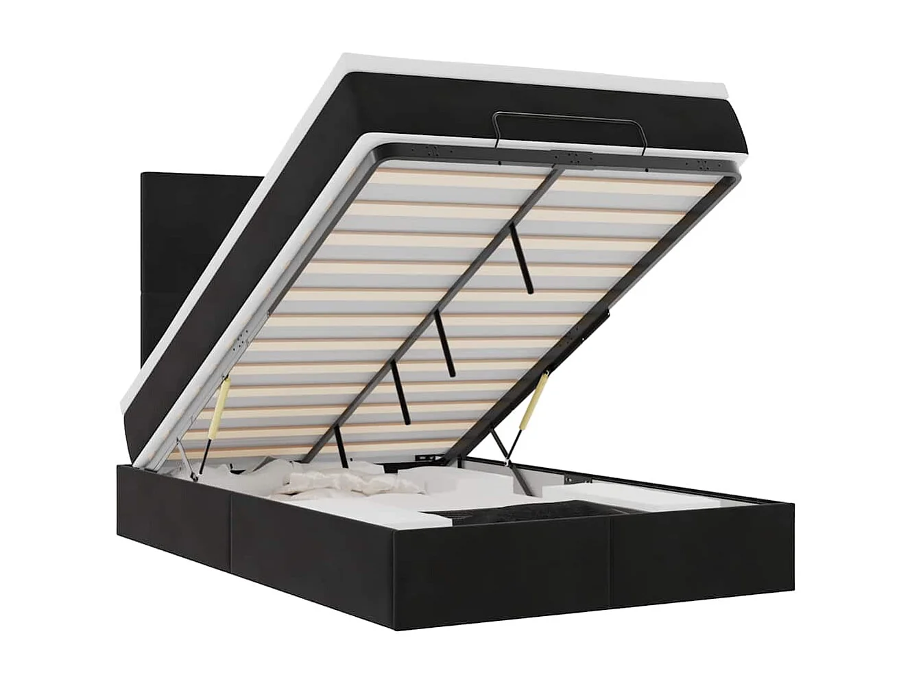 Ottoman-Bett mit Matratzen Schwarz 120x200 cm Samt