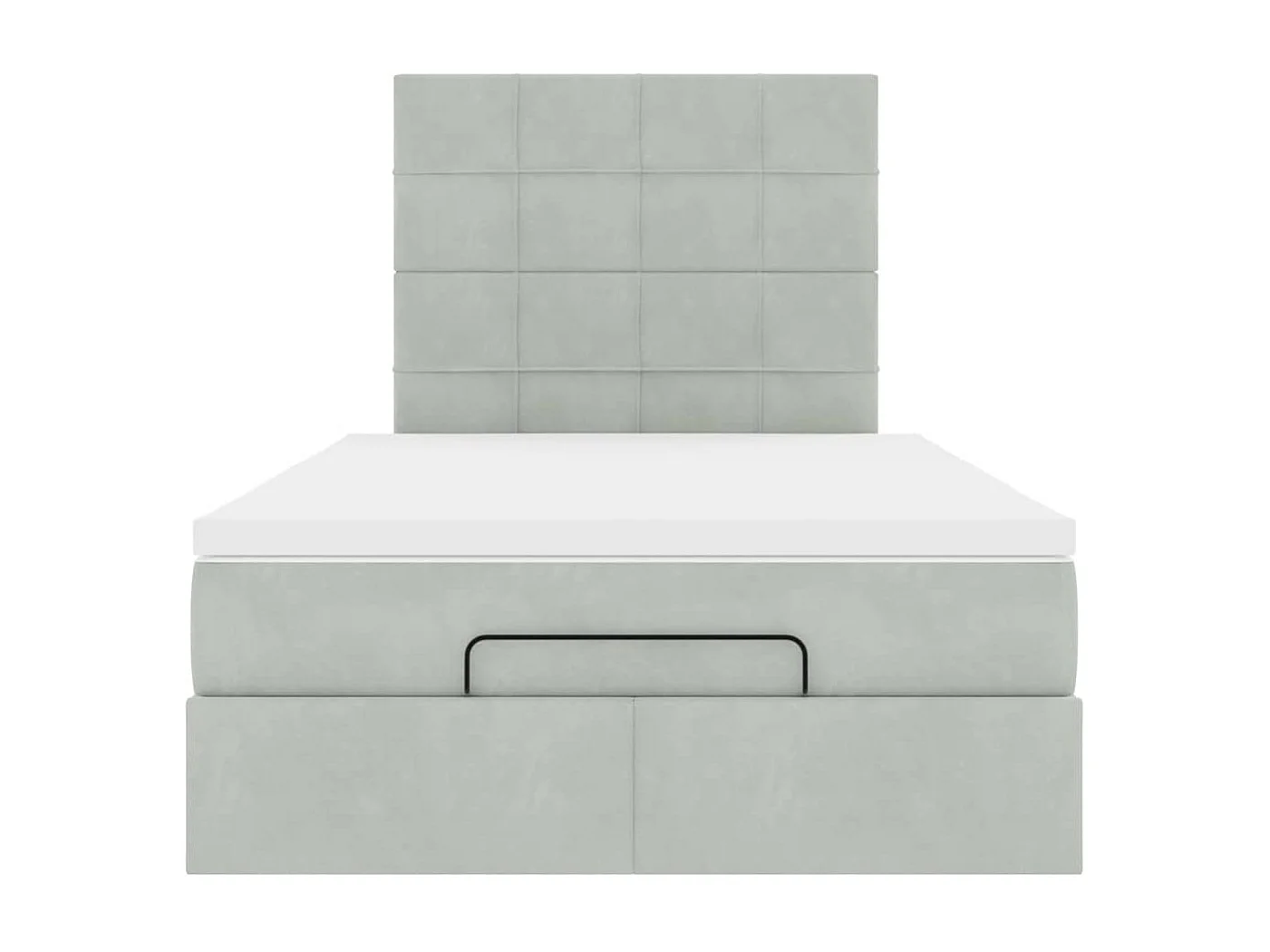 Cadre de lit ottoman avec matelas gris clair 120x190 cm velours