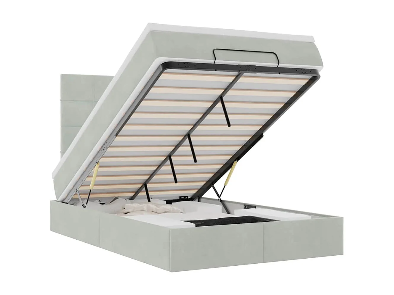 Ottoman bed met matrassen 120x190cm fluweel lichtgrijs