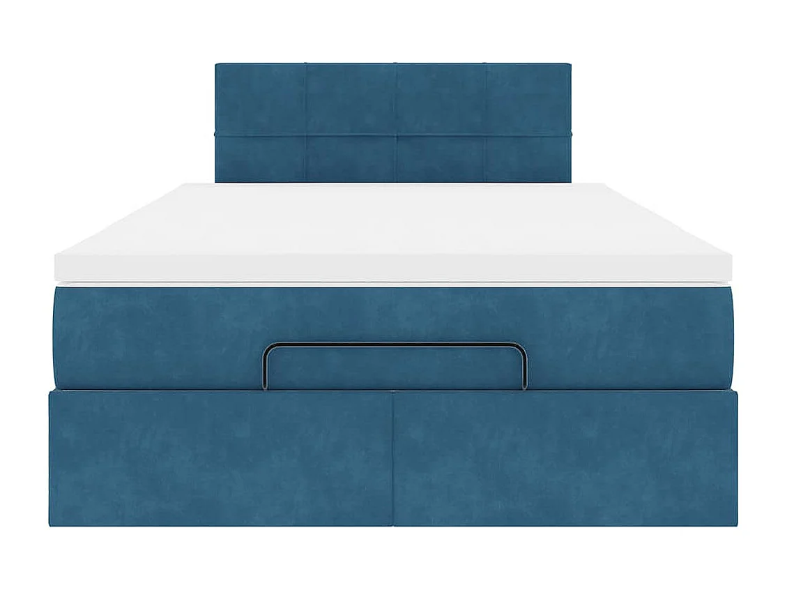 Estrutura cama otomana colchão 120x200cm veludo azul escuro