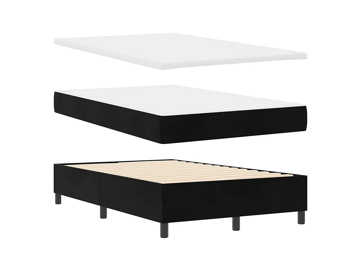 Lit à ressorts avec matelas Noir 120 x 190 cm Velours