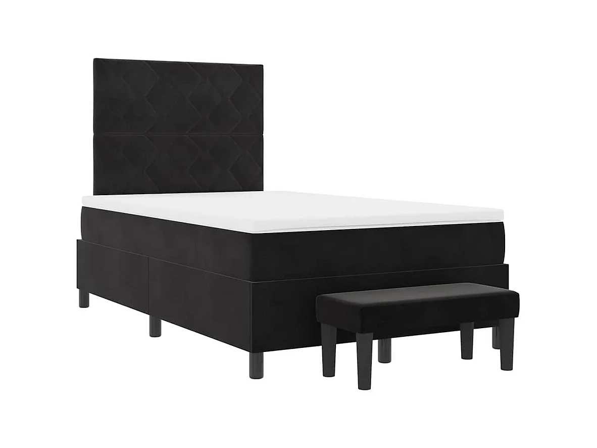 Lit à ressorts avec matelas Noir 120 x 190 cm Velours