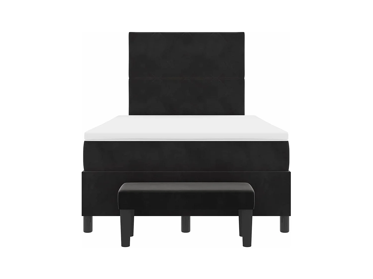 Lit à ressorts avec matelas Noir 120 x 190 cm Velours
