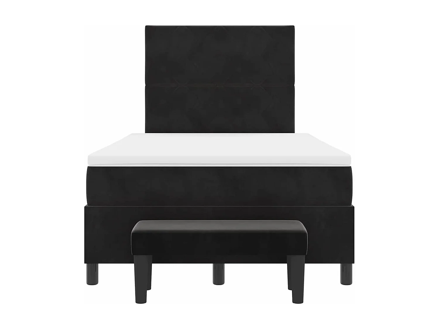 Letto a molle con materasso Nero 120 x 190 cm Velluto