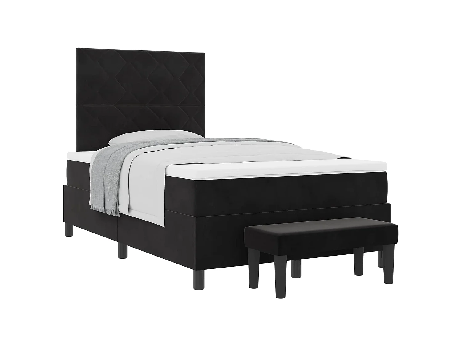 Boxspringbett mit Kopfteil Schwarz 190 x 120 cm Samt
