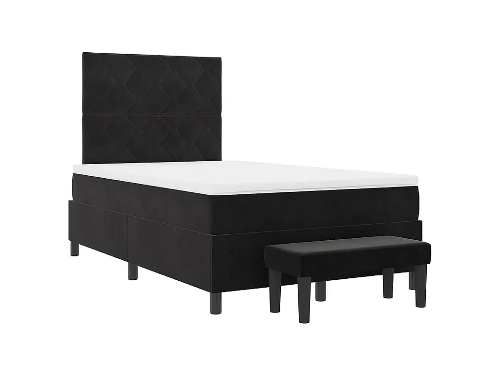 Boxspringbett mit Kopfteil Schwarz 190 x 120 cm Samt