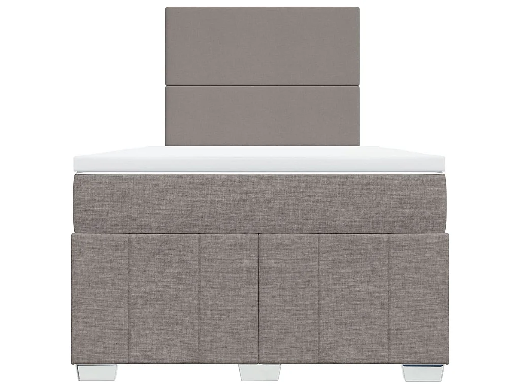 Cama box spring con colchón tela gris taupe 120x200 cm