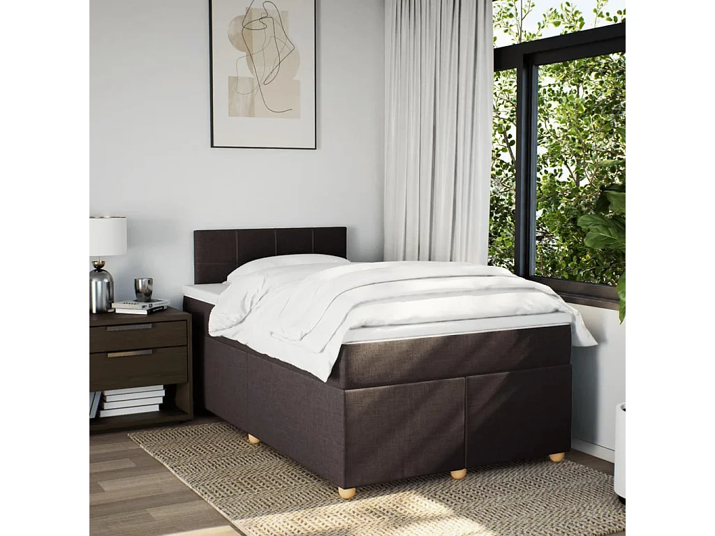 Boxspringbett mit Matratze Dunkelbraun 120x200 cm Stoff