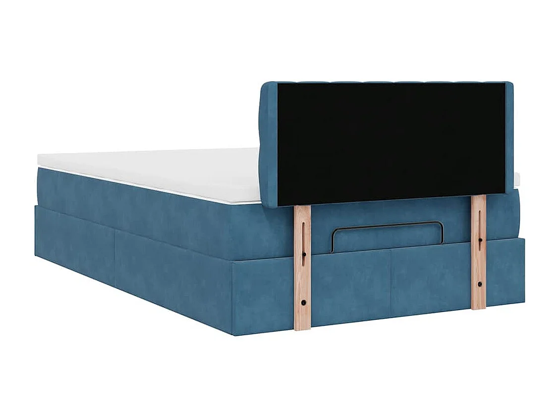 Cadre de lit ottoman avec matelas bleu foncé 120x200 cm velours
