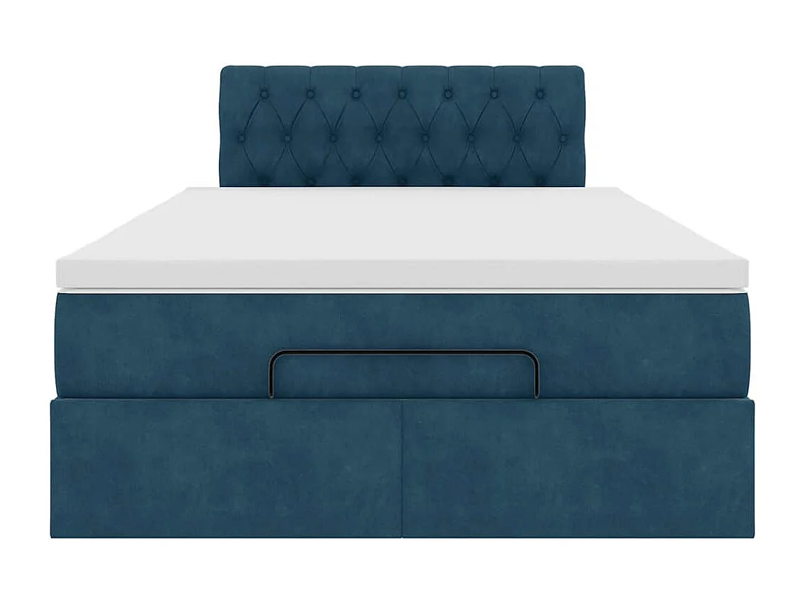 Cadre de lit ottoman avec matelas bleu foncé 120x200 cm velours