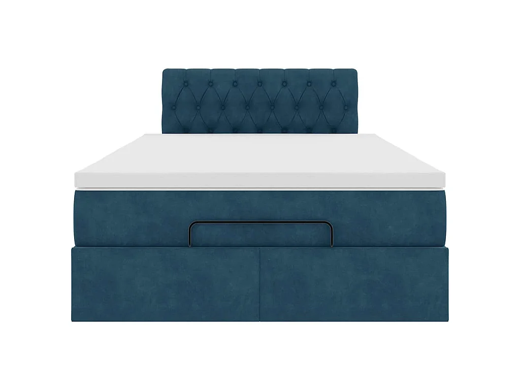 Cadre de lit ottoman avec matelas bleu foncé 120x200 cm velours